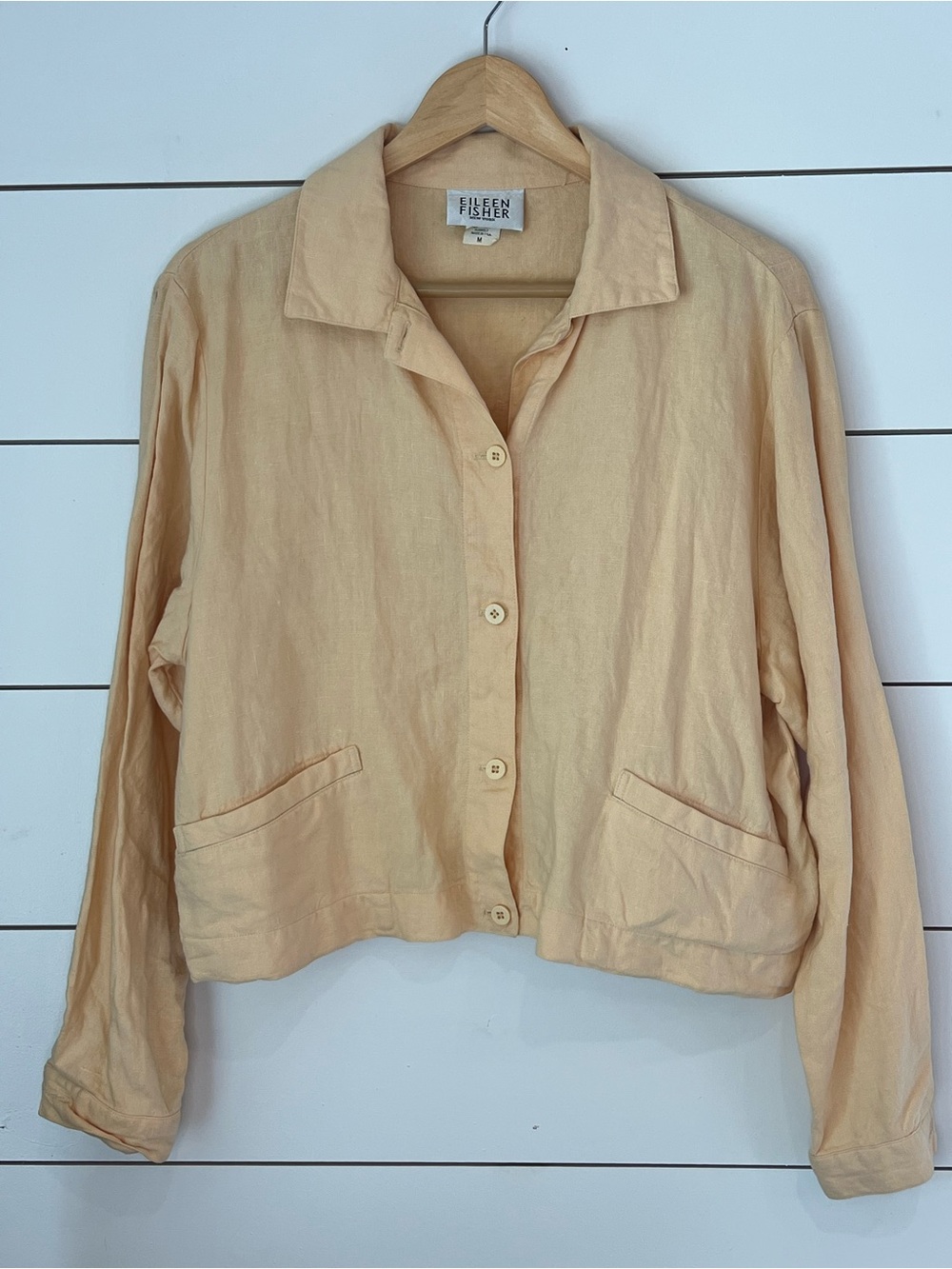 Eileen‎ Fisher Peach Button-Front 100% Linen Jacket
